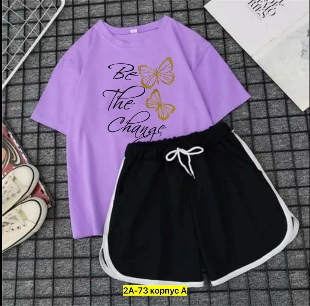 повседневный костюм,костюм женский,костюм футболка шорты,костюм двойка шорты и футболка женская,костюм шортами