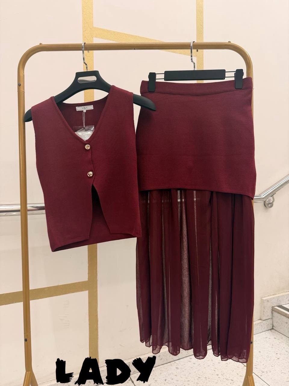 брюки палаццо wonderclo 32355562,костюм с юбкой и жилетом бордовый,костюм двойка женская,жилет с юбкой,костюм женский с юбкой