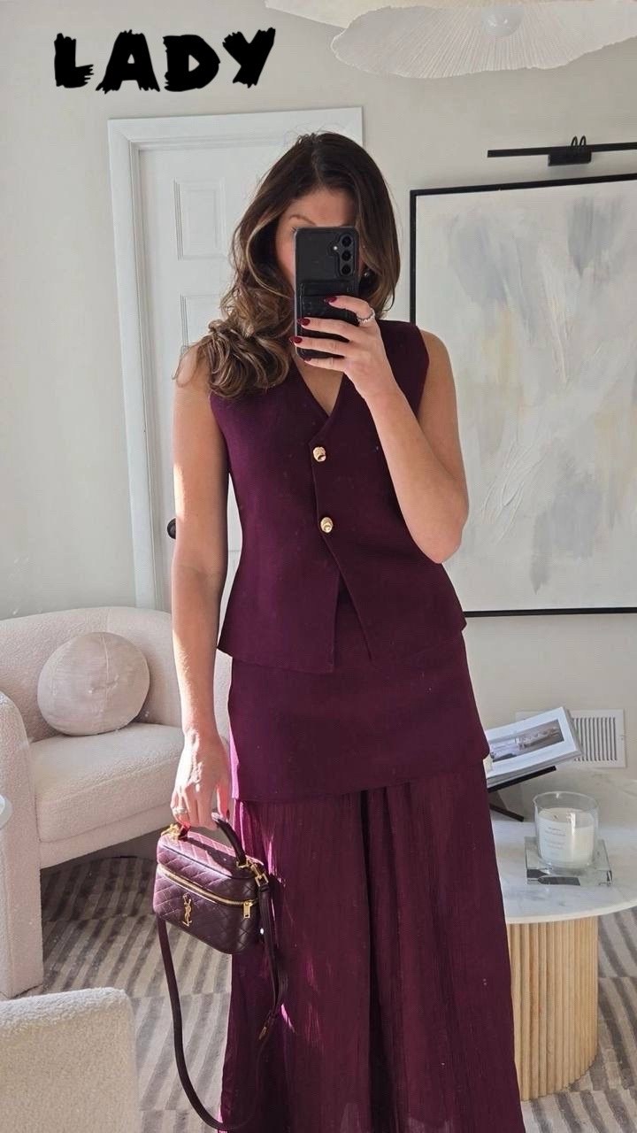 брюки палаццо wonderclo 32355562,костюм с юбкой и жилетом бордовый,костюм двойка женская,жилет с юбкой,костюм женский с юбкой