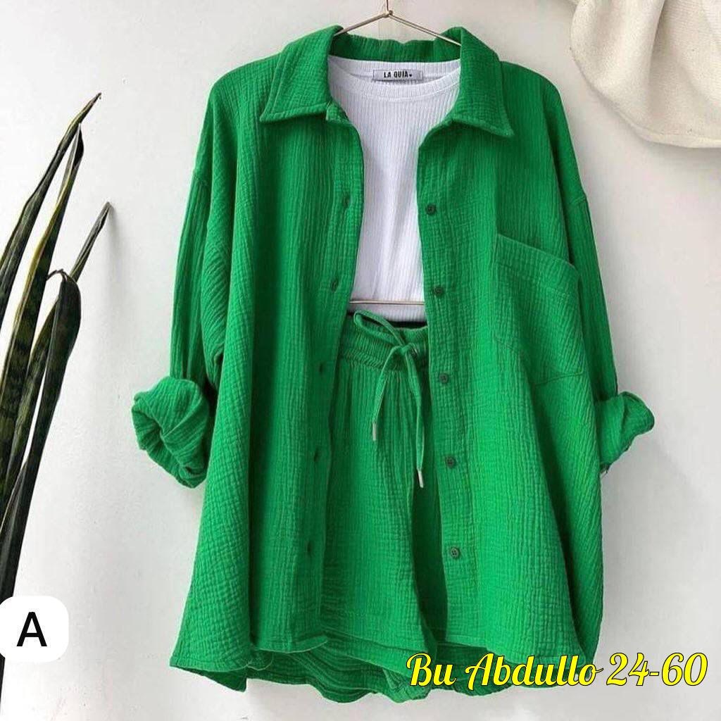 муслиновый костюм женский с шортами,костюм двойка женская,женские костюмы,комплект одежды,