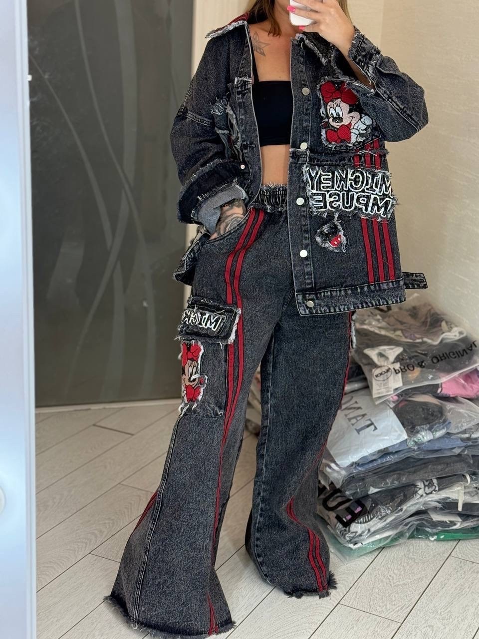 джинсовый бомбер женский likisha fashion,джинсовая куртка с микки маусом,джинсовка с микки маусом женские,джинсовая куртка с микки маусом женская,джинсовая куртка