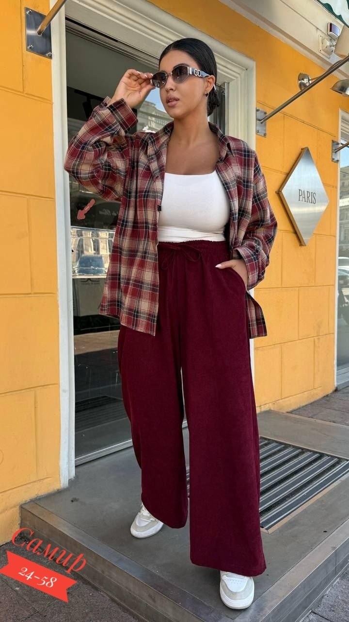 модный женский костюм,,рубашка оверсайз в клетку,женский костюм на флисе,женский костюм двойка
