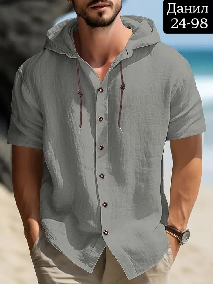 летние рубашки,рубашка с капюшоном,рубашка мужская с капюшоном,рубашка мужская белая,мужская повседневная рубашка