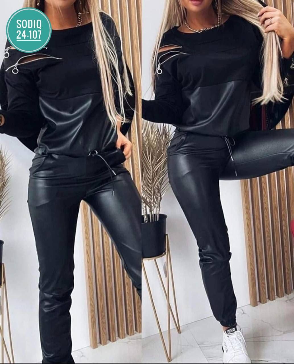 костюм из экокожи,костюм двойка эко кожа,костюм экокожа,кожаный спортивный костюм,костюм эко кожа