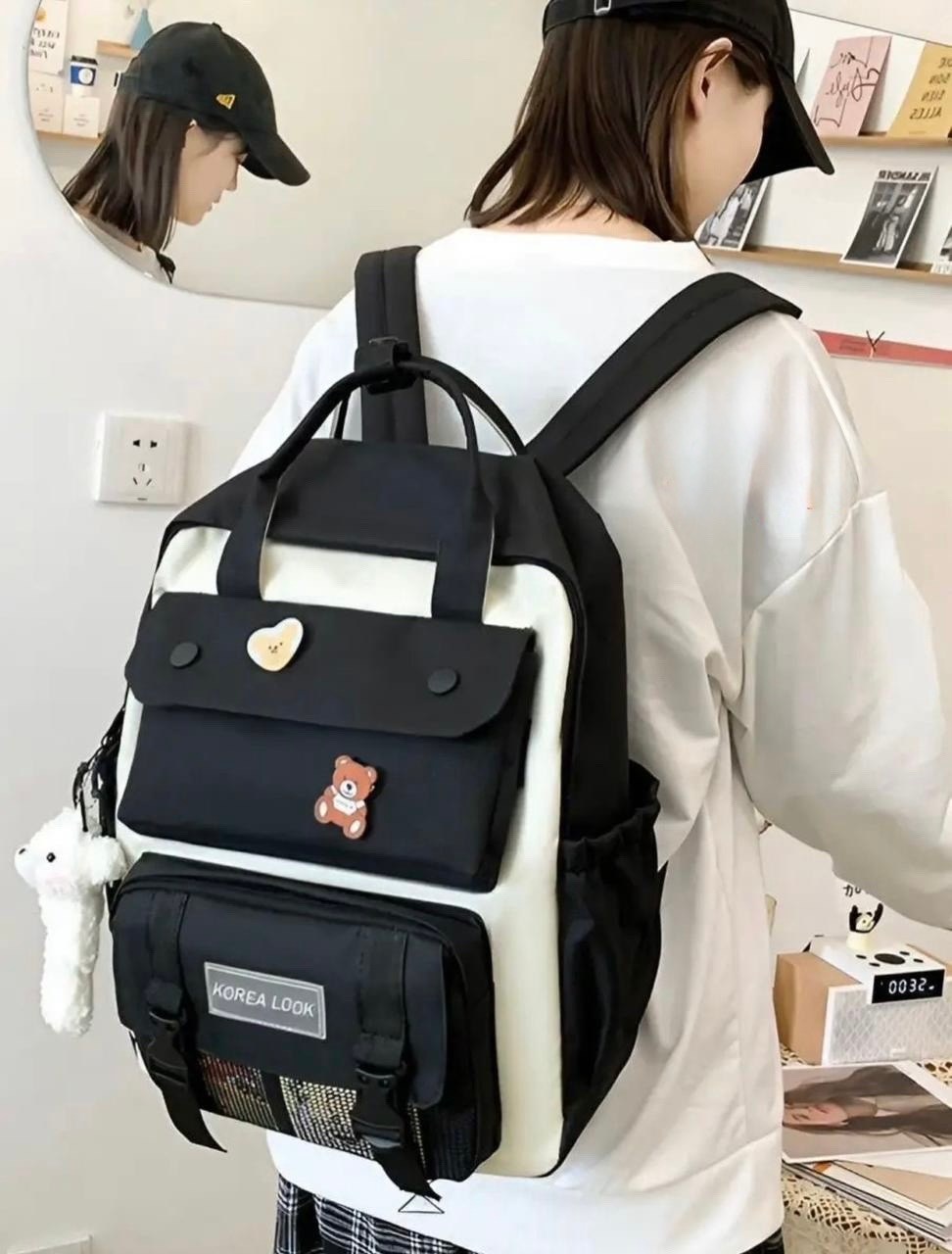 рюкзак korea look набор для девочек школьный,рюкзак школьный для подростков набор 4 в 1,школьные рюкзаки,комплект с рюкзаком школьный,портфель для подростков