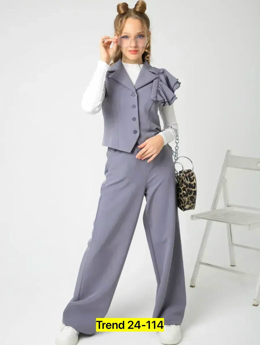 брючный костюм женский,серый брючный костюм,костюм брючный,брючный комплект gizart 5378 серый,костюм брючный с жилетом