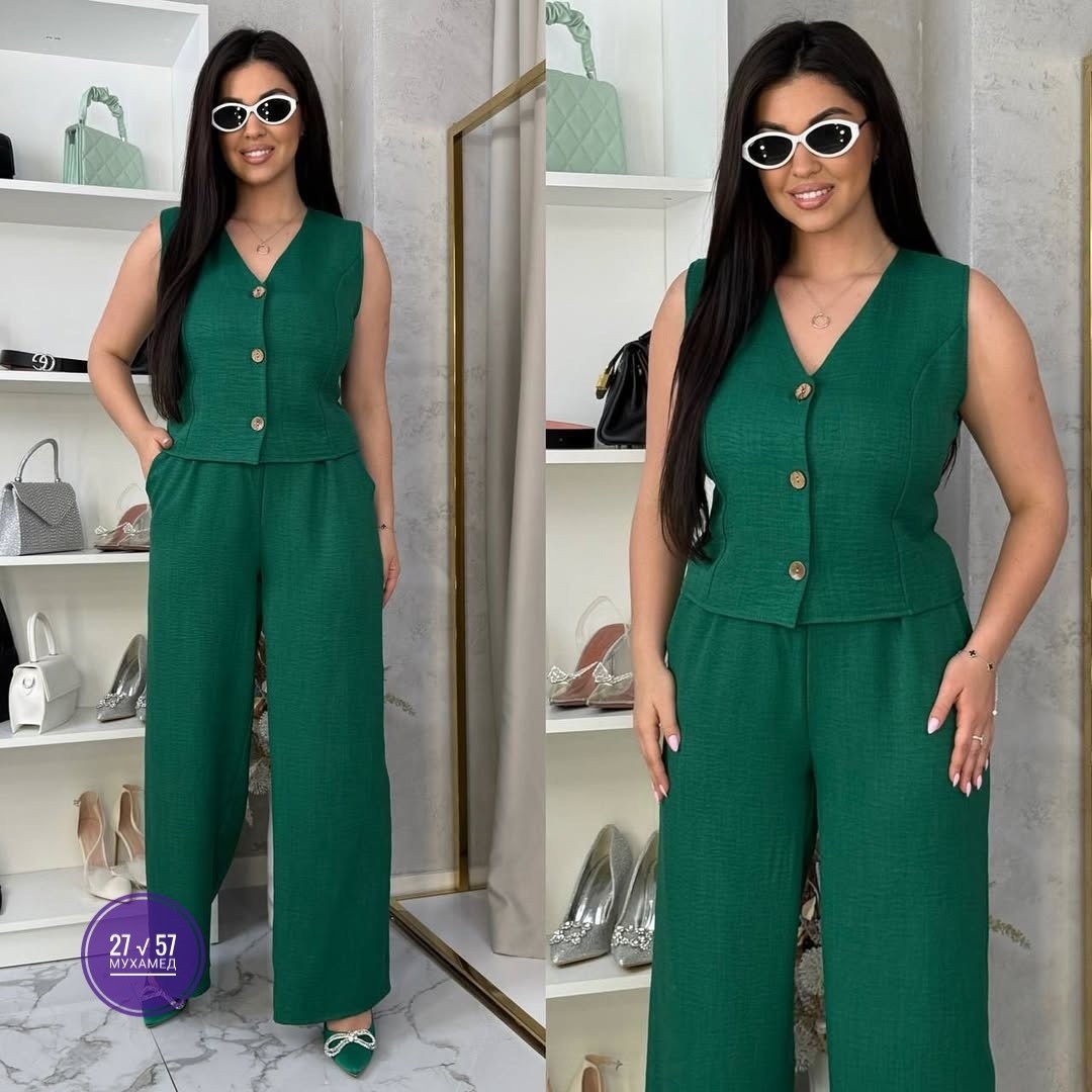 костюм женский брючный,брючный костюм,костюм брюки палаццо и жилет,костюм женский льняной,костюм брючный льняной