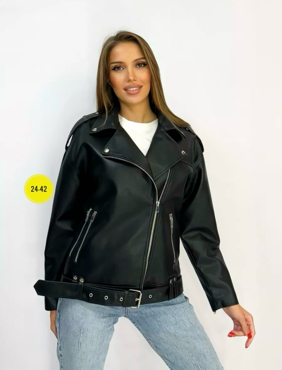 куртка косуха h&f b женская оверсайз арт: 28918766,куртка косуха,куртка кожаная косуха oversize,женская куртка кожаная косуха,куртка кожаная женская