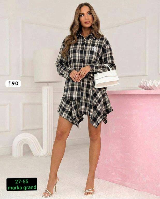 платье рубашка в клетку,костюм с юбкой и рубашкой,костюм с юбкой в клетку,платья в клетку,костюм в клетку