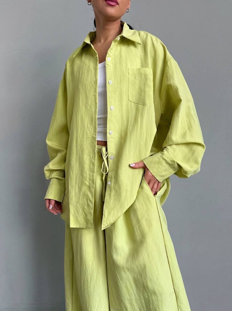 идеальный костюм изо льна: рубашка + брюки, lemon - l-xl,брючный костюм,летний женский костюм,костюм с брюками,летние костюмы