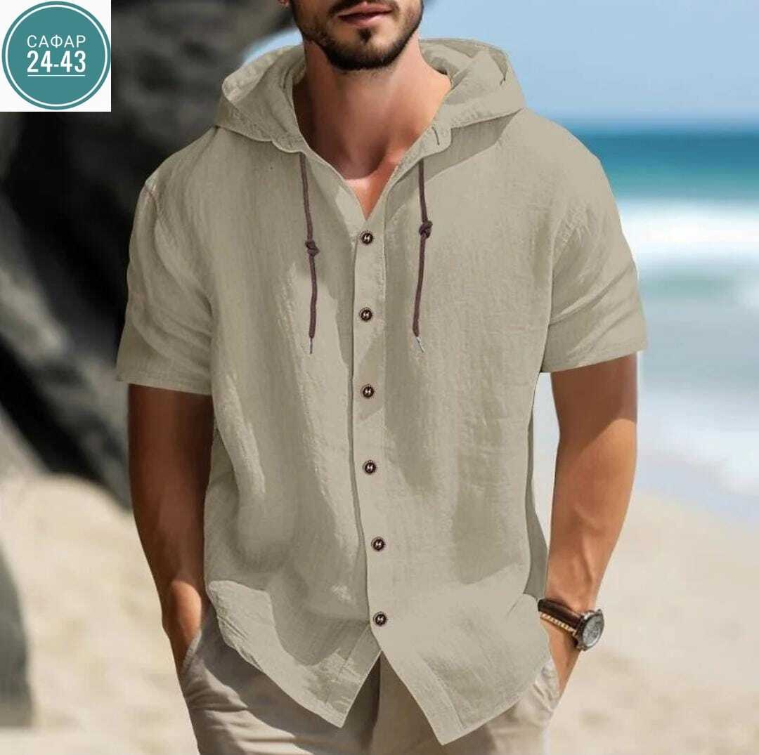 рубашка с капюшоном,повседневная рубашка,летние рубашки,мужская льняная рубашка,мужская повседневная рубашка