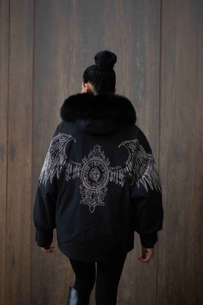 парка зимняя с мехом натуральным schikui_shop_furs цвет черный,парка/бомбер с натуральным мехом,парка зимняя с натуральным мехом песца куртка бомбер,парка зимняя с мехом натуральным schikui_shop_furs