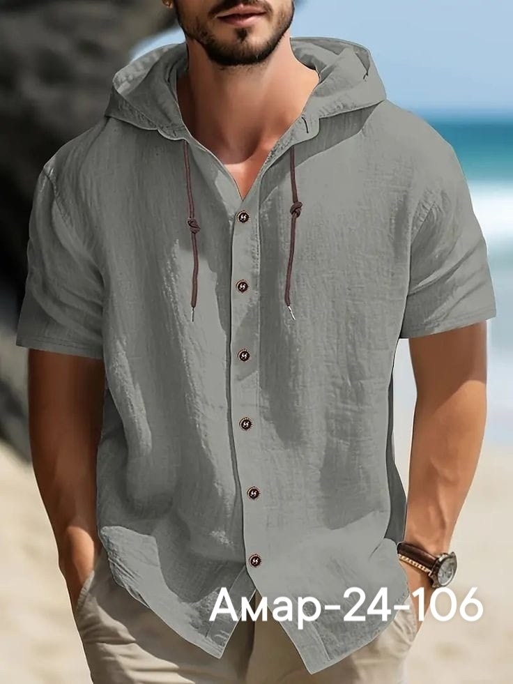 рубашка с капюшоном,летние рубашки,мужская повседневная рубашка,рубашка мужская с капюшоном,мужская льняная рубашка