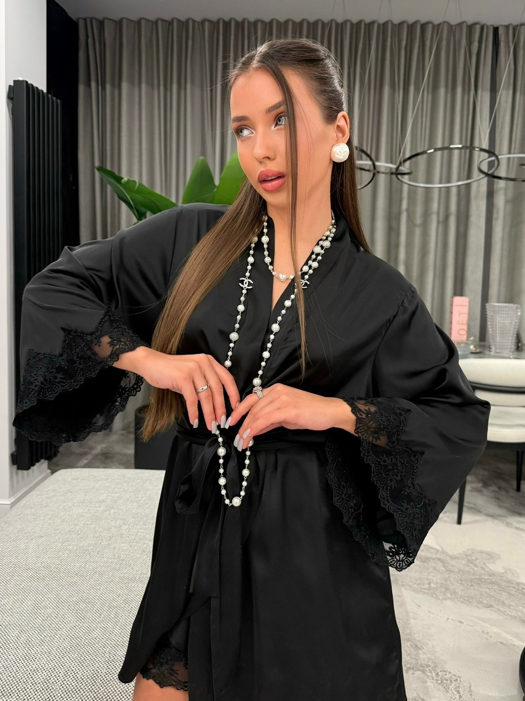 пеньюар комплект кружевной халат и сорочка mira style,пеньюар атласный,халат пеньюар,женский пеньюар,пеньюар