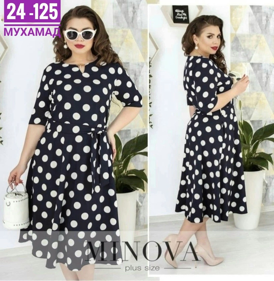 женские платья больших размеров,платье большие размеры,платье в горошек ,платье женское в горошек ,женское платье в горох