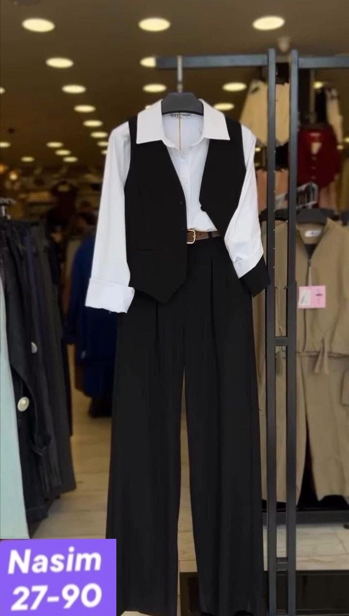 костюм с жилеткой брючный adelva,брючный костюм с жилеткой офисный деловой,брючный костюм,костюм брючный чёрный с жилетом от бренда avili,костюм брючный с жилетом