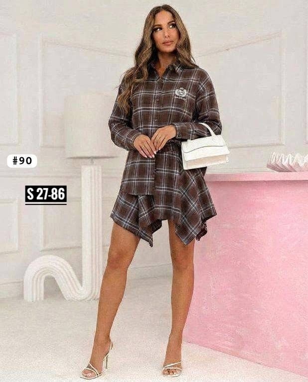 платье рубашка в клетку,костюм с юбкой и рубашкой,платье в клетку,костюм с юбкой в клетку,костюм в клетку