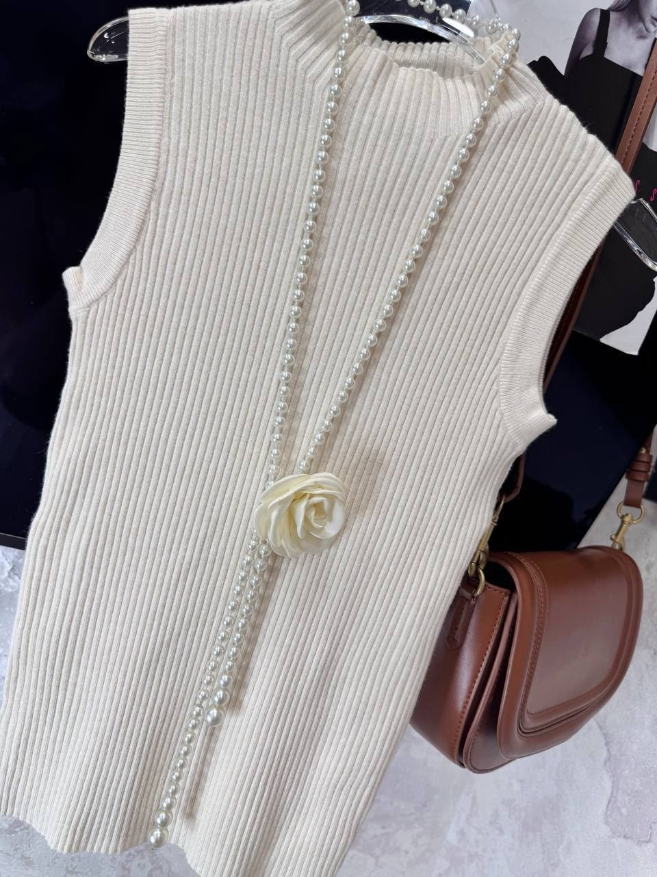 женский вязаный жилет с круглым вырезом без рукавов, декор из искусственного жемчуга,жилет женская вязаная,жилет вязаный,жилет для женщин,трикотажный жилет