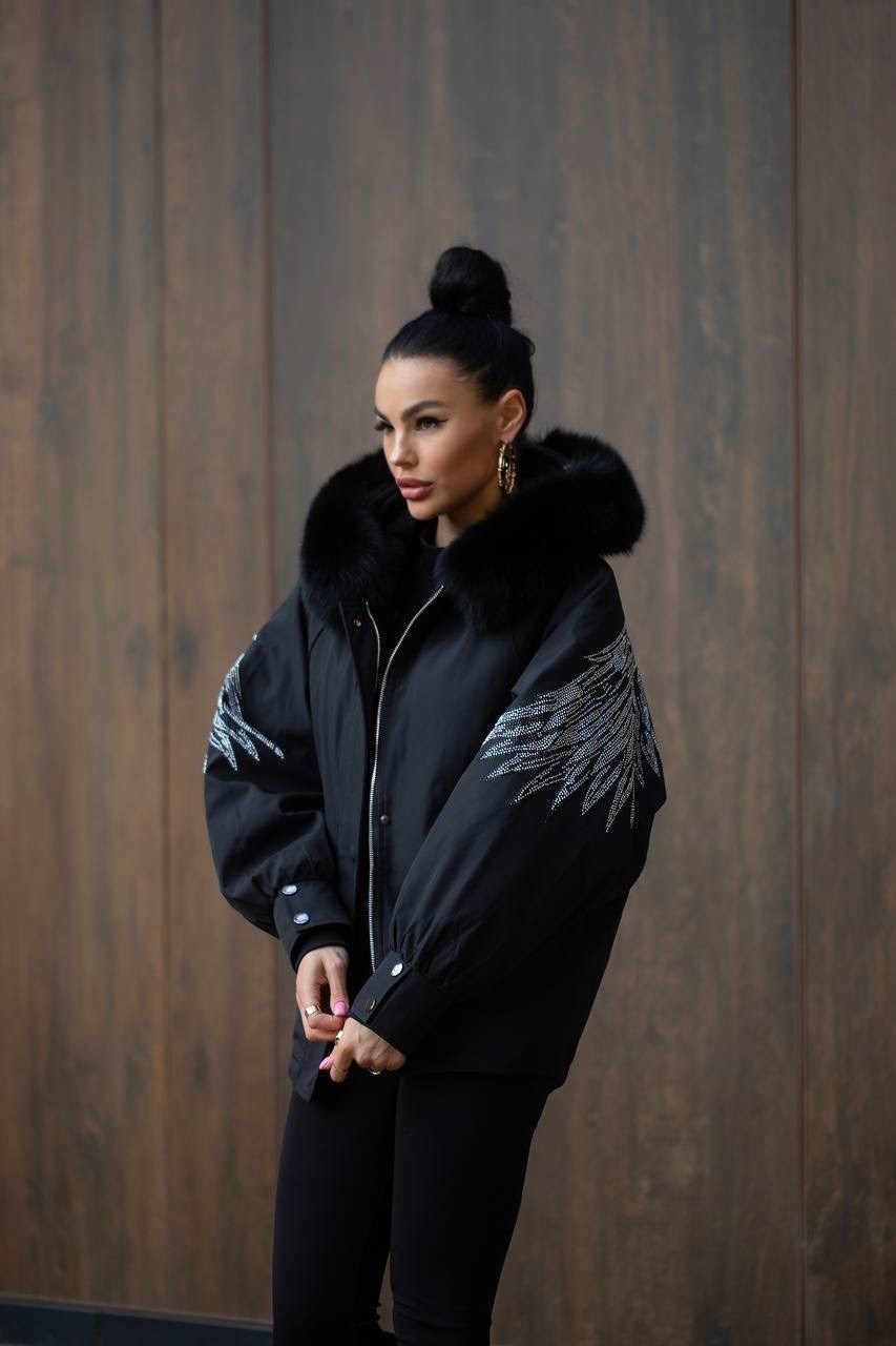 парка зимняя с мехом натуральным schikui_shop_furs цвет черный,парка/бомбер с натуральным мехом,парка зимняя с натуральным мехом песца куртка бомбер,парка зимняя с мехом натуральным schikui_shop_furs