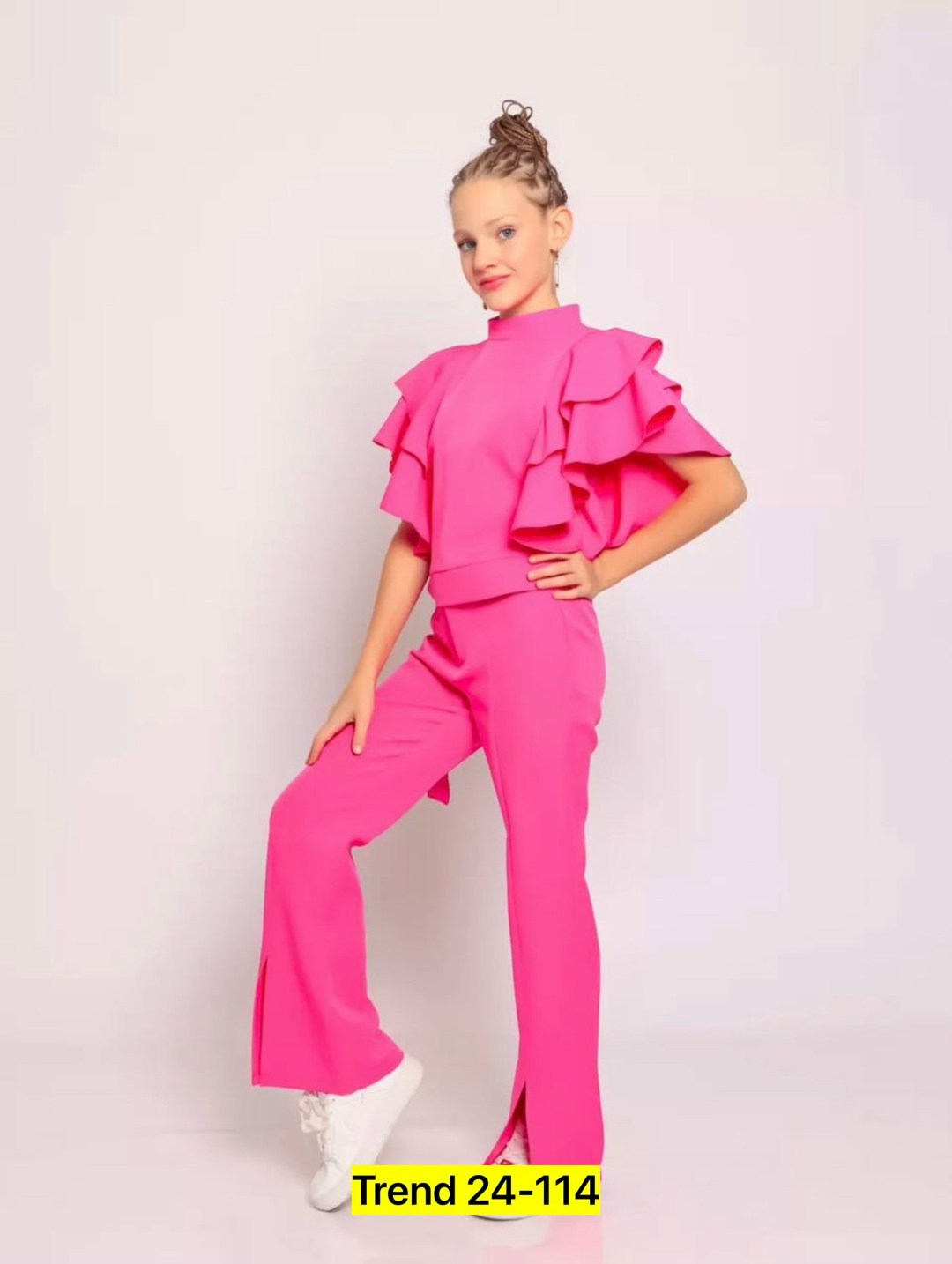 костюм брючный нарядный с воланами для подростка lemada brand,костюм брючный нарядный для девочки,костюм для девочки нарядный праздничный школьный брючный апельсинчики,праздничный брючный костюм для д