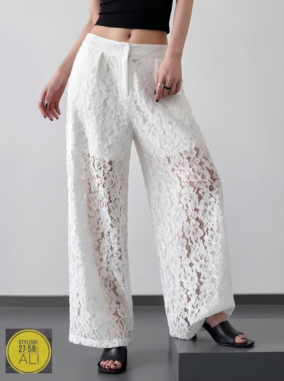 кружевные брюки,кружевные прозрачные брюки для женщин,штаны кружевные,прозрачные брюки женские палаццо с кружевом sharmin,брюки из кружева