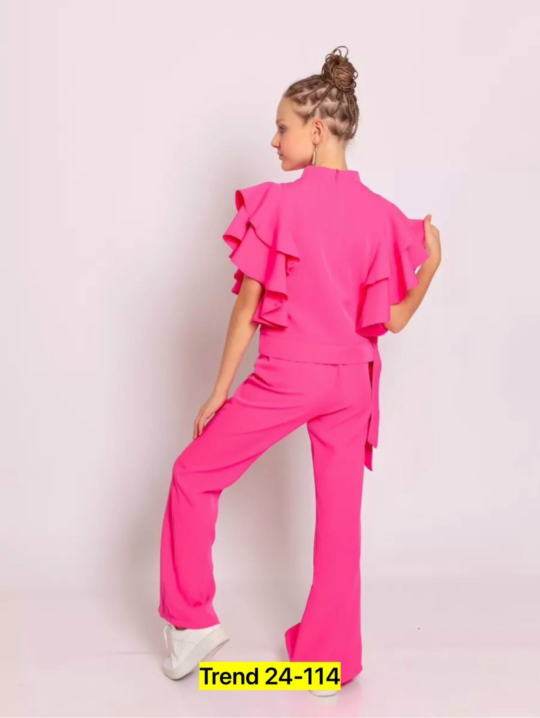 костюм брючный нарядный с воланами для подростка lemada brand,костюм брючный нарядный для девочки,костюм для девочки нарядный праздничный школьный брючный апельсинчики,праздничный брючный костюм для д