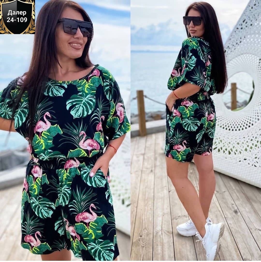 комбинезон с принтом,летние костюмы,женские комбинезоны,женский костюм летний,женский летний комбинезон