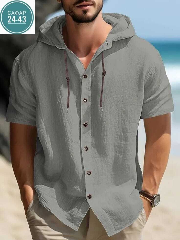 рубашка с капюшоном,мужская повседневная рубашка,повседневная рубашка,летние рубашки,мужская льняная рубашка