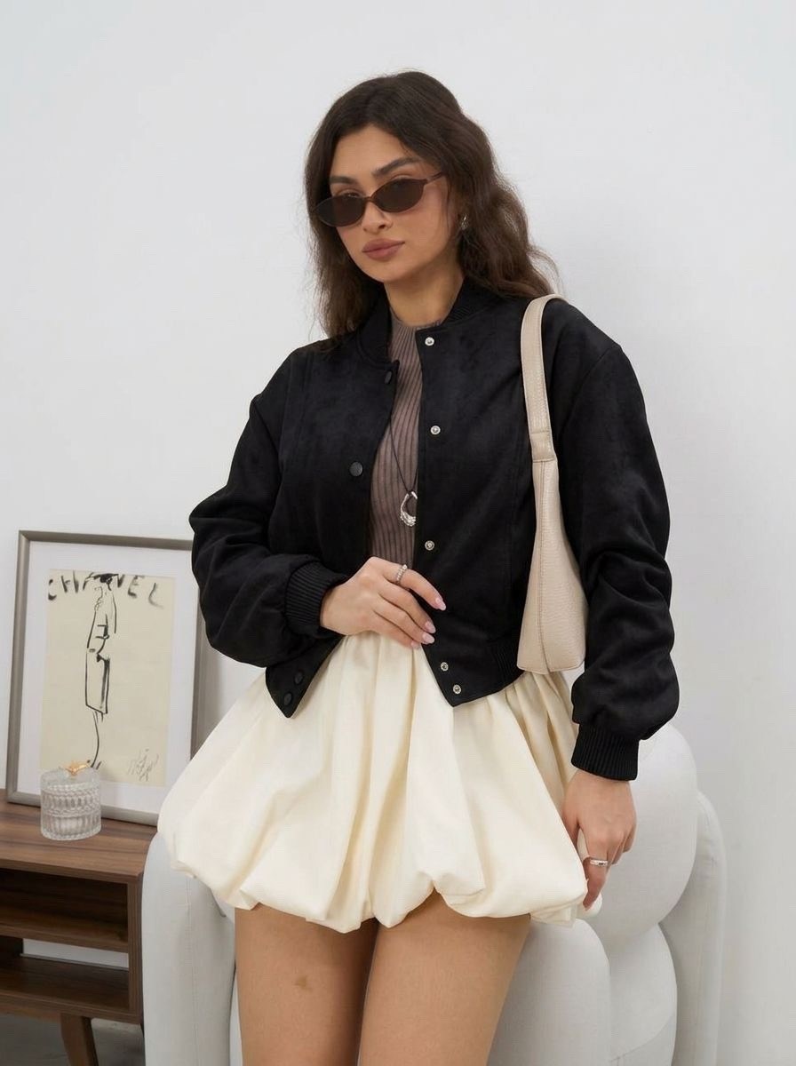 образ с юбкой,бежевая куртка,оверсайз куртка,замшевая куртка