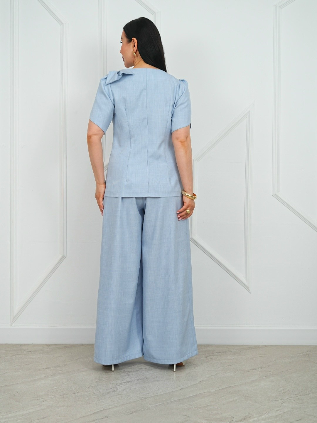 брючной костюм,костюм с брюками,комплект костюм,брючные костюмы женские,голубой брючный костюм