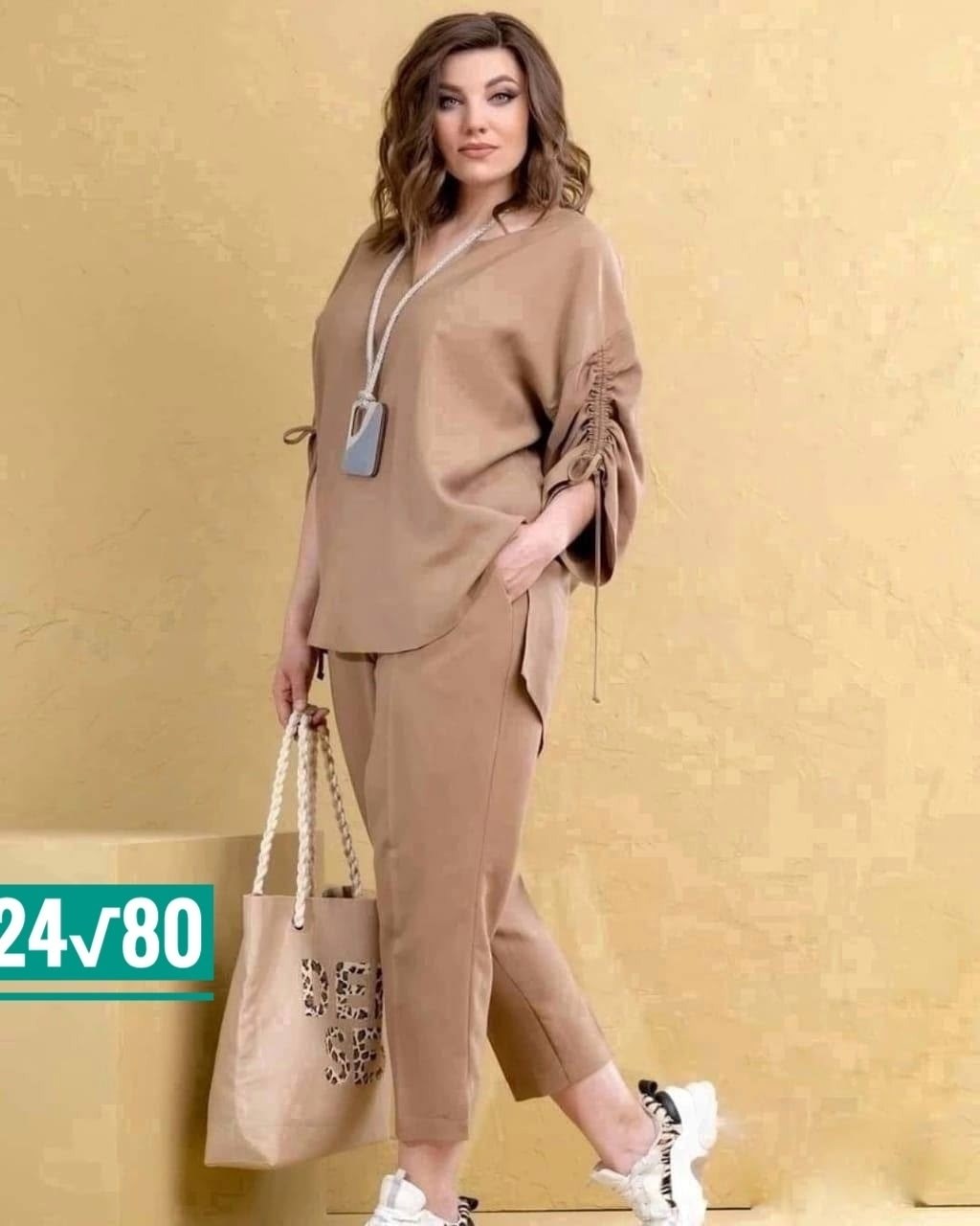 женский костюм lakona 1367 лен,женские костюмы,брючные костюмы женские, брючные костюмы женские больших размеров,женские костюмы больших размеров