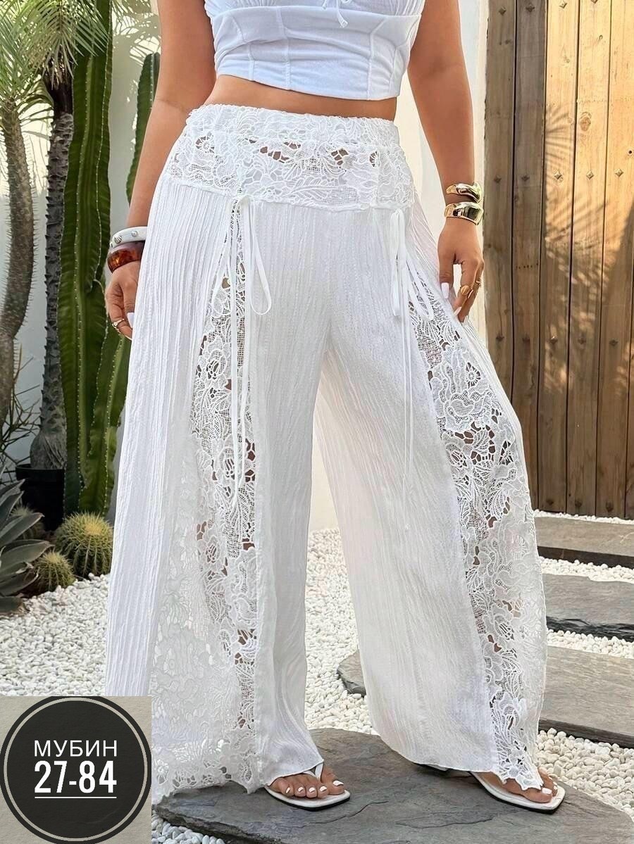 кружевные брюки,пляжные брюки,женские широкие брюки,летние брюки,широкие брюки