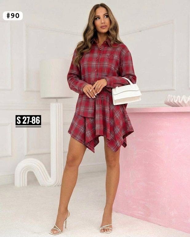платье рубашка в клетку,костюм с юбкой и рубашкой,платье в клетку,костюм с юбкой в клетку,костюм в клетку