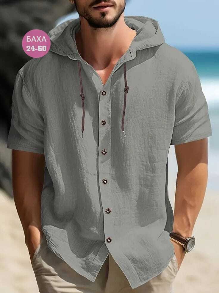 рубашка с капюшоном,рубашка с капюшоном мужская,повседневная рубашка,летние рубашки,льняная рубашка мужская