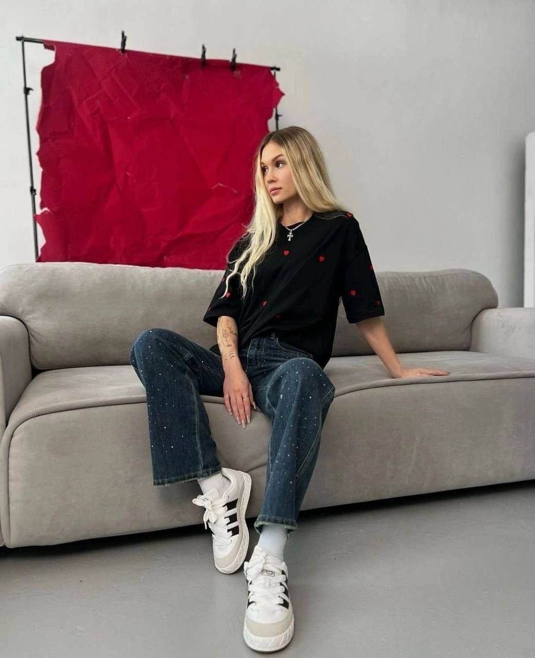 футболки оверсайз женские,футболки оверсайз,футболка оверсайз с принтом сердце fashion_style 221946500,футболки оверсайз с принтами,женская футболка