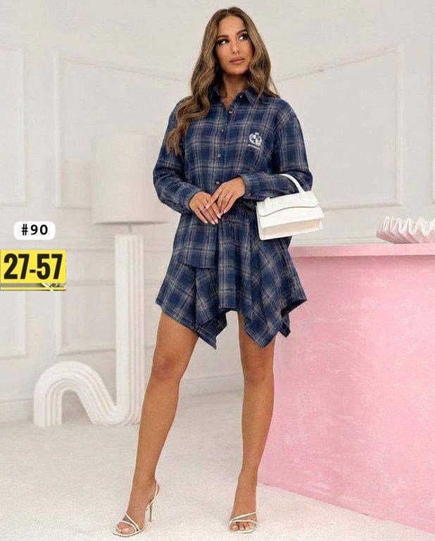 костюм с юбкой и рубашкой,костюм с юбкой в клетку,костюм с рубашкой и юбкой в клетку,костюм в клетку,платье рубашка в клетку