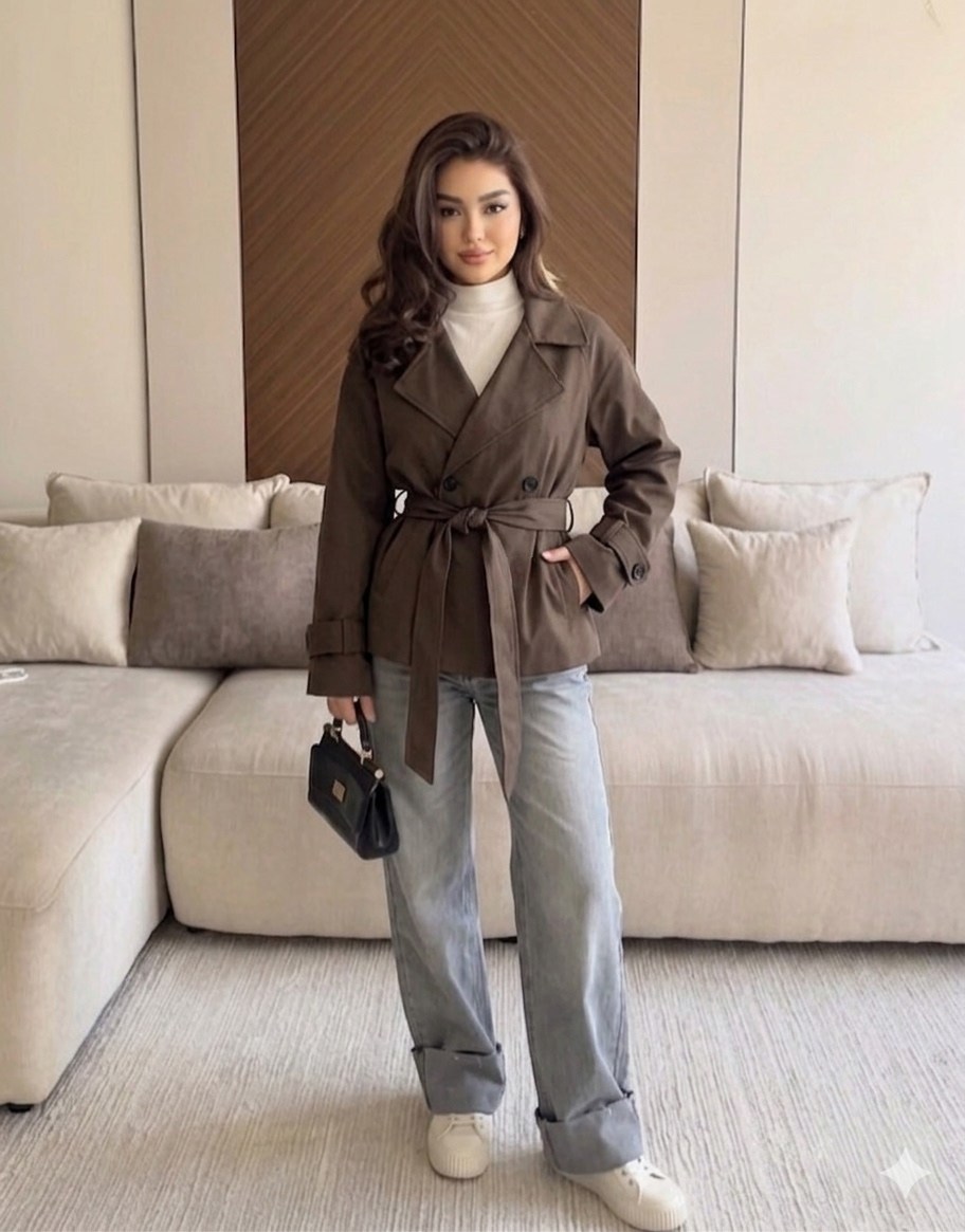 стильная куртка,полупальто с поясом,пальто с поясом,женский костюм,тренч