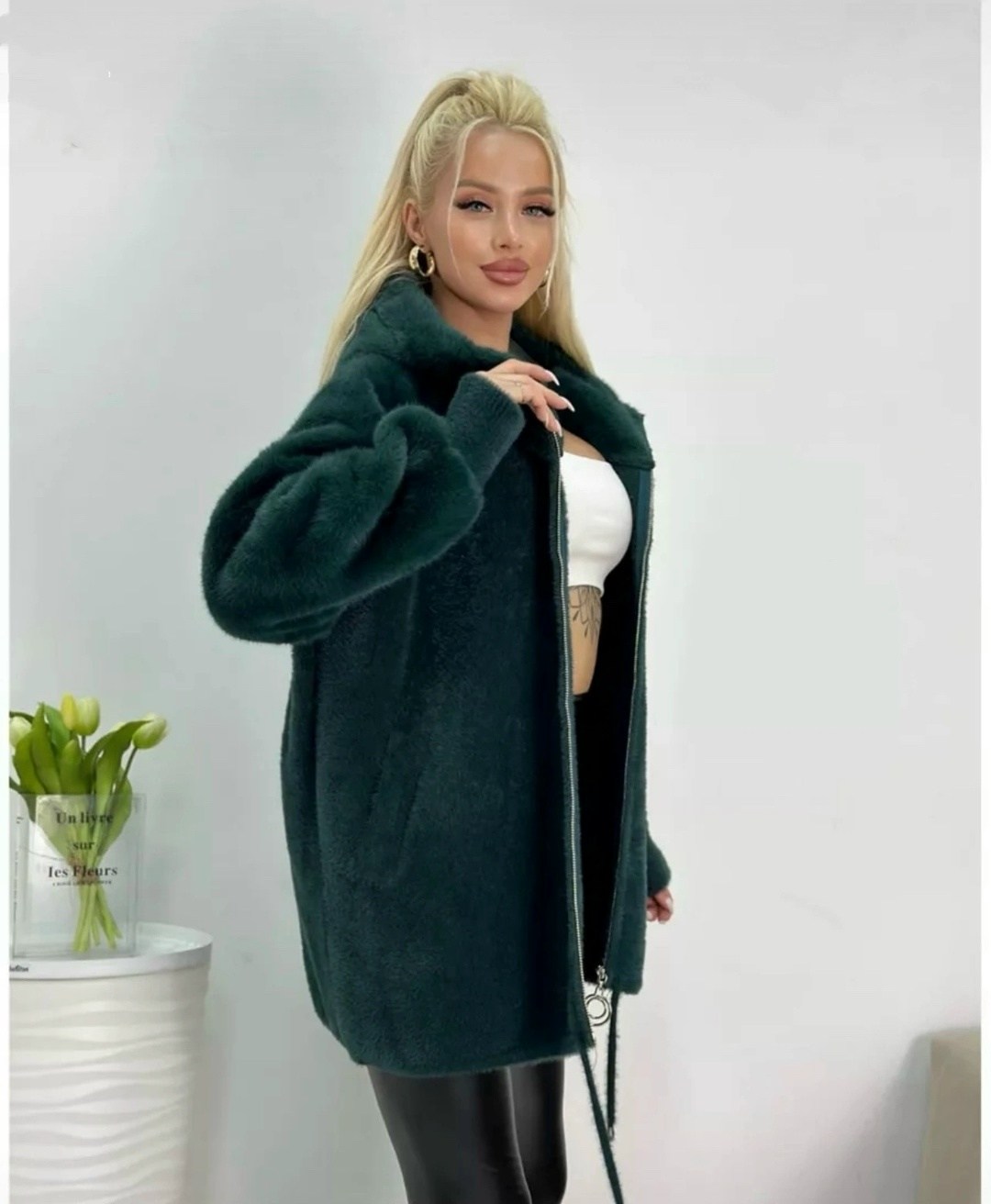 стильное пальто,шуба искусственная экошуба с капюшоном fashionsmart,кардиган пушистый,черный кардиган,шуба искусственная зимняя с капюшоном fashion smart