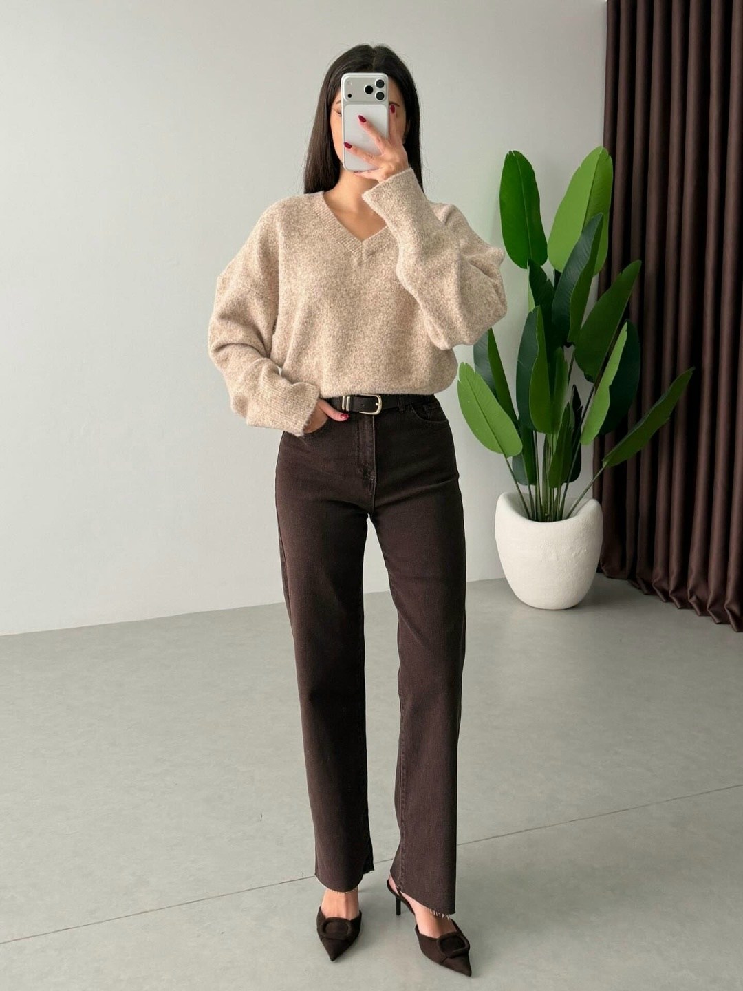 джинсы стильные,брюки джинсы,женские брюки,коричневые джинсы широкие,коричневые джинсы