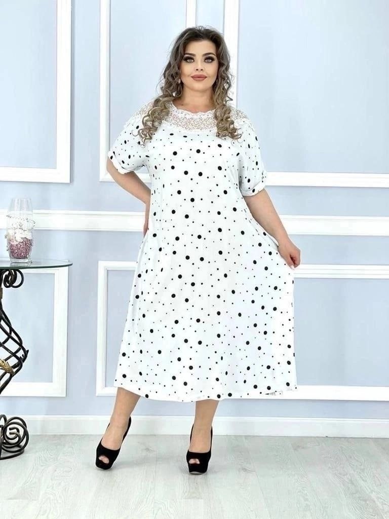 платье в крупный горох,платье летнее женское,платья большие размеры,платья женская,платья женские больших размеров
