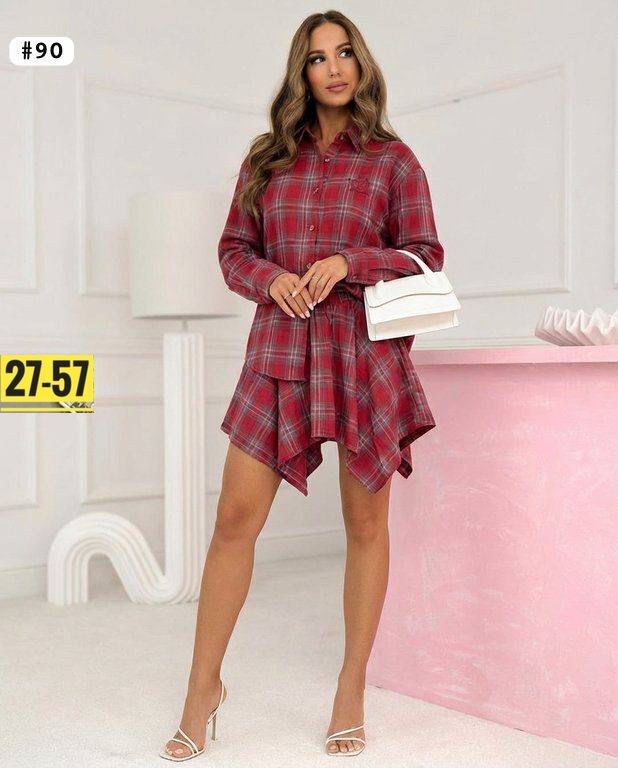 костюм с юбкой и рубашкой,костюм с юбкой в клетку,костюм с рубашкой и юбкой в клетку,костюм в клетку,платье рубашка в клетку