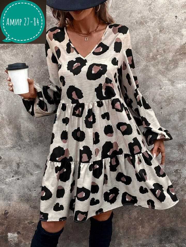 платье с леопардовым принтом,платье стильное,шифоновое леопардовое платье,стильное женское платье,платье женской