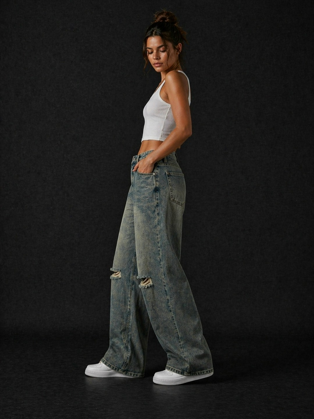 широкие рваные джинсы багги baggy jeans y2k,мешковатые джинсы y2k свободный крой рваные джинсы,женские джинсы,широкие джинсы,джинсы
