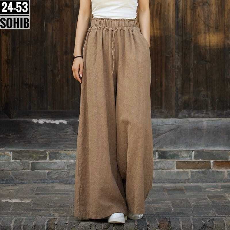 брюки палаццо из льна женские,женские широкие брюки,женские винтажные хлопковые широкие брюки,широкие брюки из хлопка,брюки женские льняные с широкими штанинами