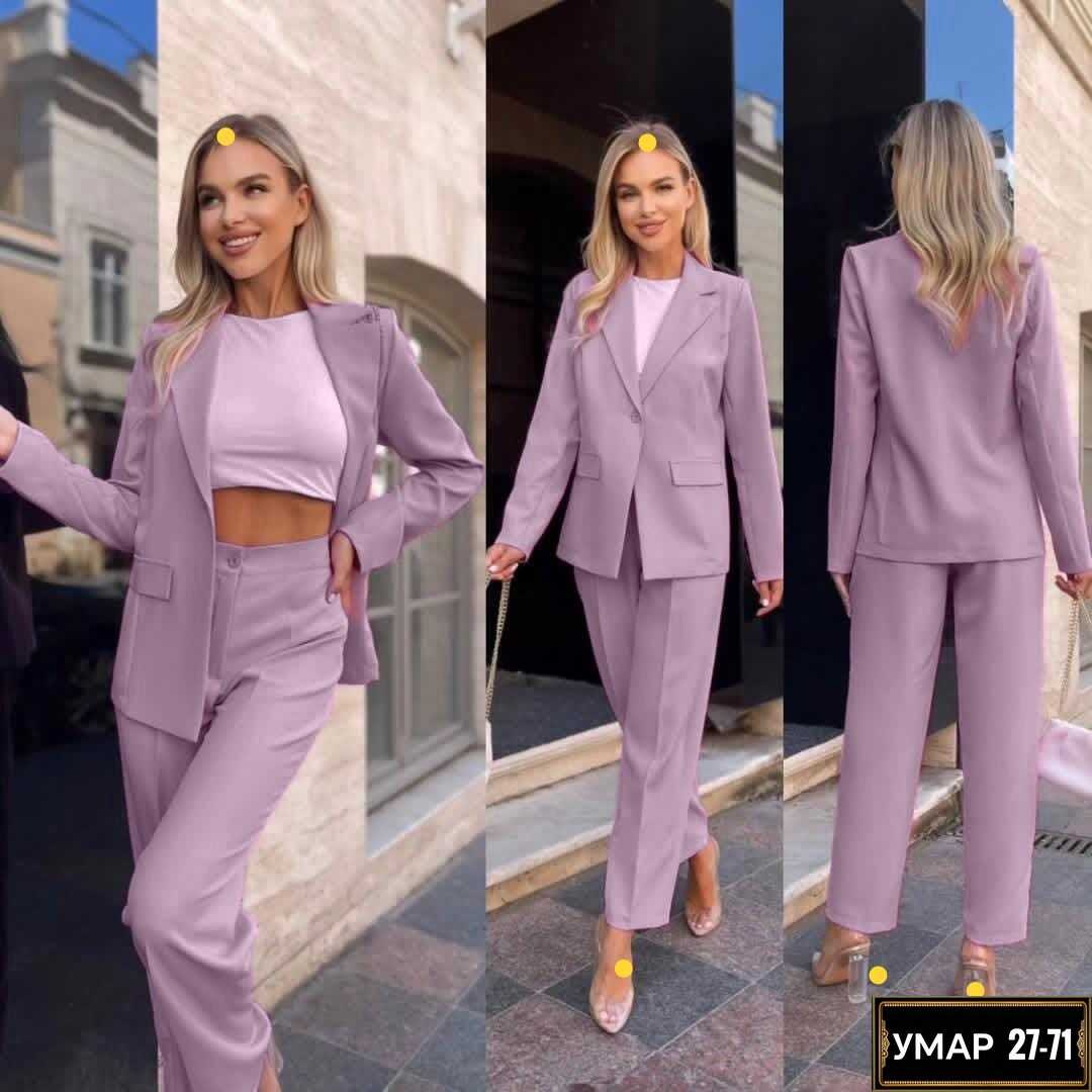 женский брючный костюм тройка,классический женский брючной костюм,костюм брючный женский,костюм брючный женский стильный,лиловый костюм женский брючный