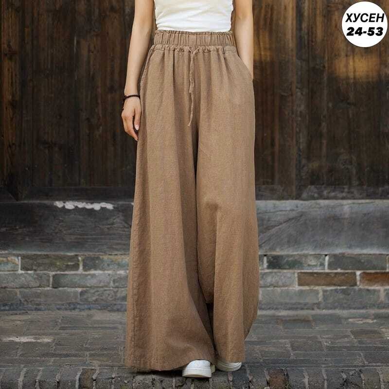 женские широкие брюки,женские винтажные хлопковые широкие брюки,брюки палаццо из льна женские,широкие брюки из хлопка,брюки женские льняные с широкими штанинами