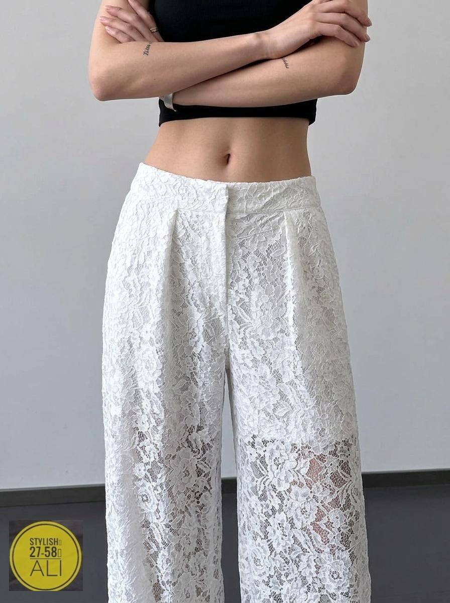 кружевные брюки,кружевные прозрачные брюки для женщин,штаны кружевные,прозрачные брюки женские палаццо с кружевом sharmin,брюки из кружева