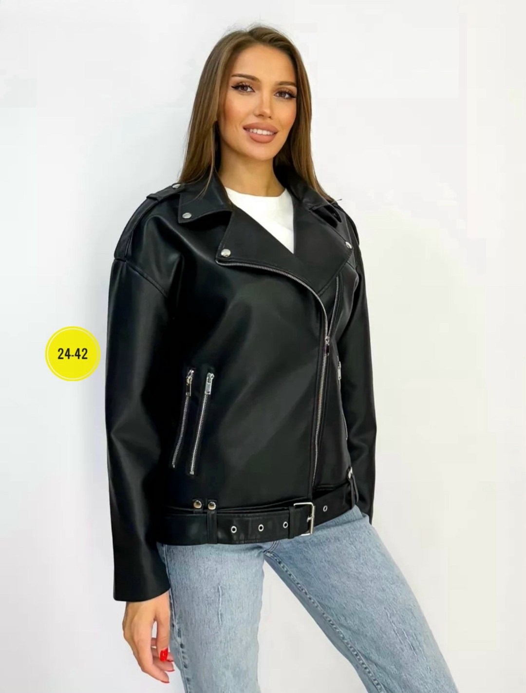 куртка косуха h&f b женская оверсайз арт: 28918766,куртка косуха,куртка кожаная косуха oversize,женская куртка кожаная косуха,куртка кожаная женская