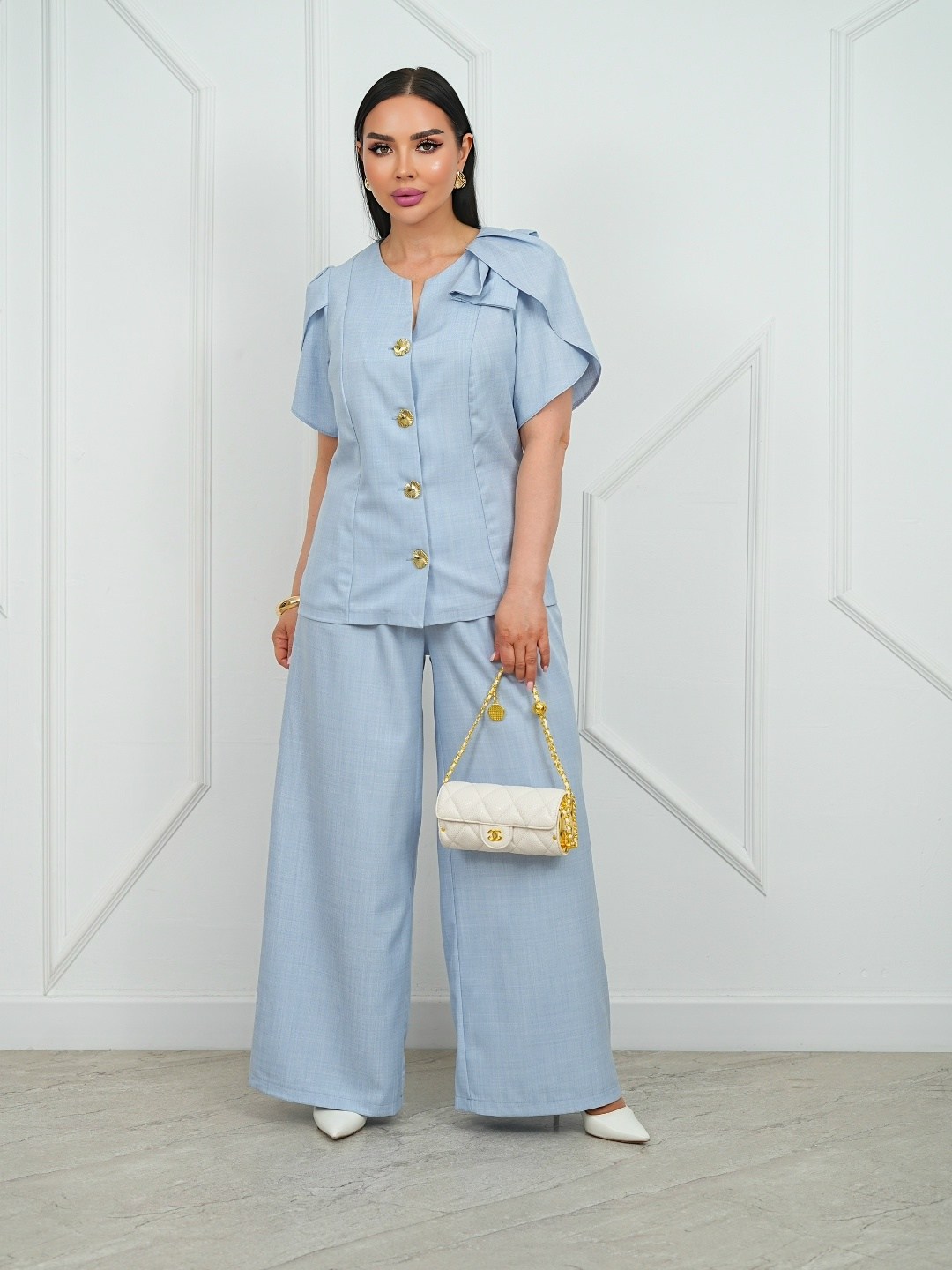 брючной костюм,костюм с брюками,комплект костюм,брючные костюмы женские,голубой брючный костюм