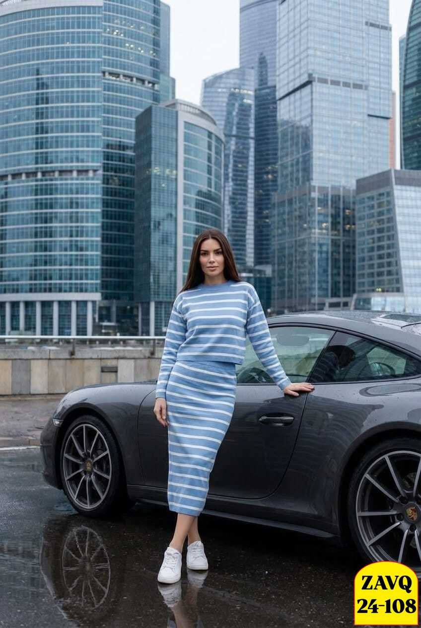 костюм трикотажный с юбкой,костюм с юбкой в полоску,костюм двойка двухнитка,,трикотажный костюм с юбкой "тысяча столиц"